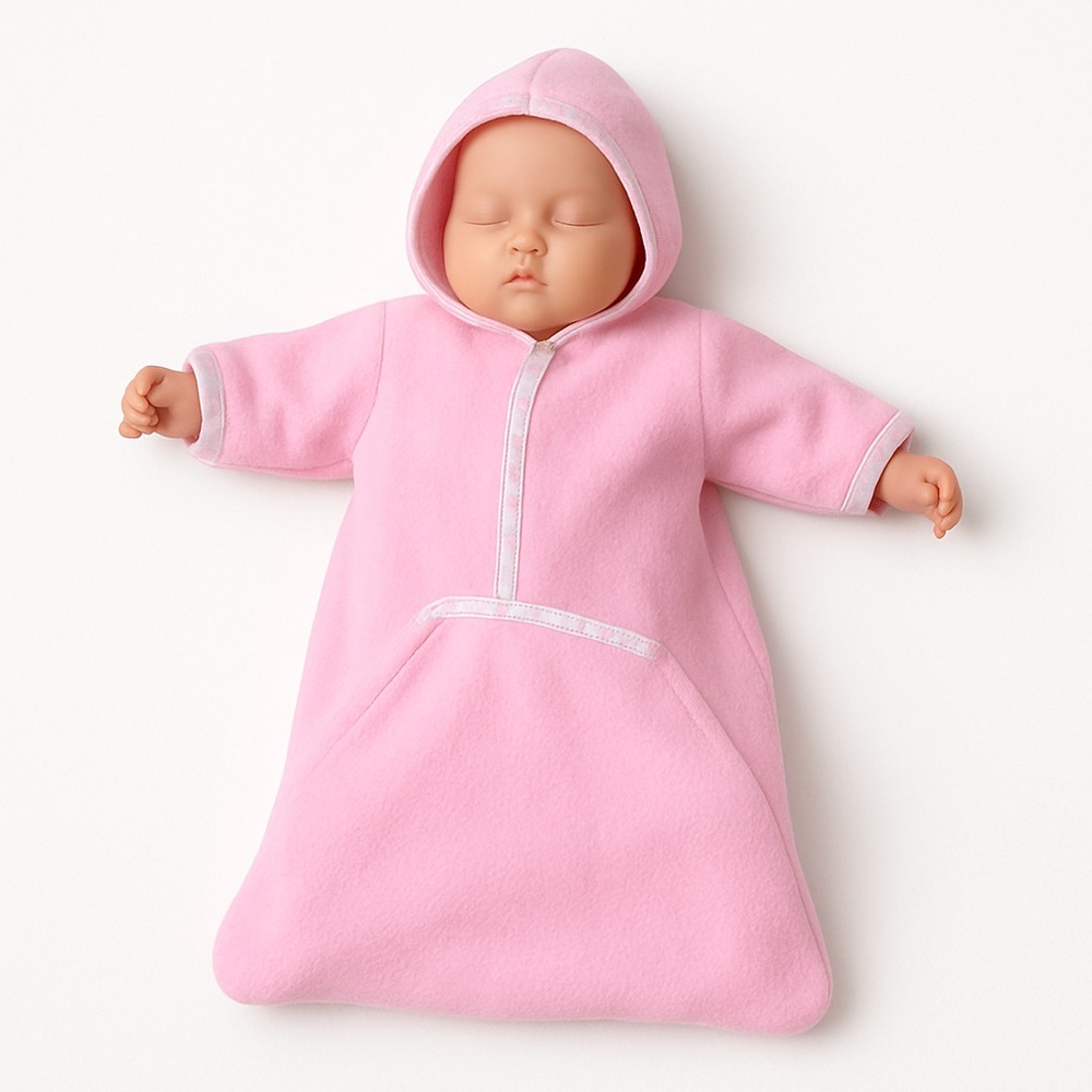 Vintage 80s Infant Bunting Bag Pink Fleece Baby Blanket Sleeper